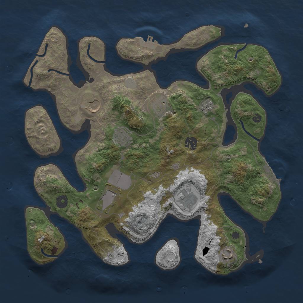 Rust Map: Procedural Map, Size: 3550, Seed: 69530, 16 Monuments