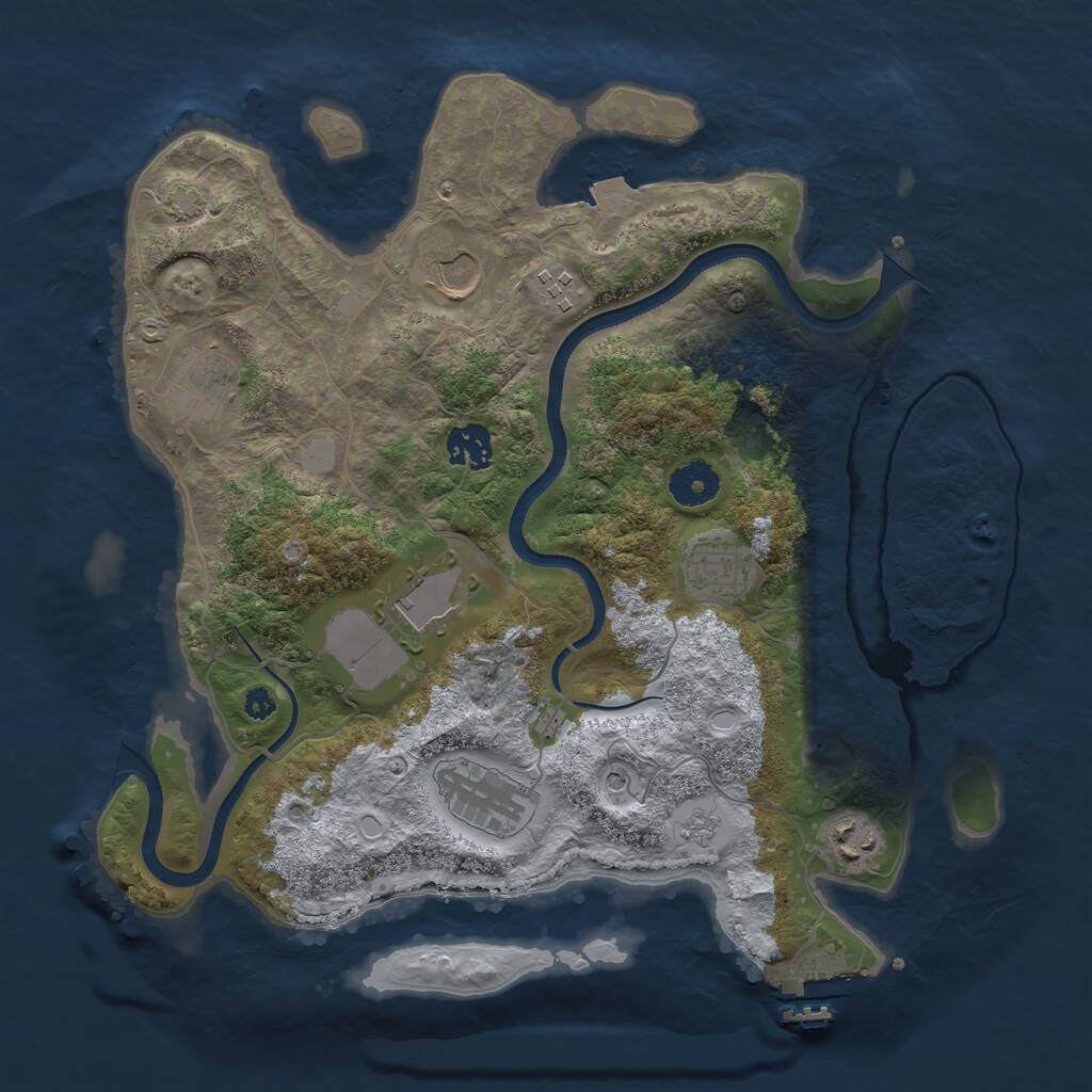Rust Map: Procedural Map, Size: 3500, Seed: 5145919, 13 Monuments