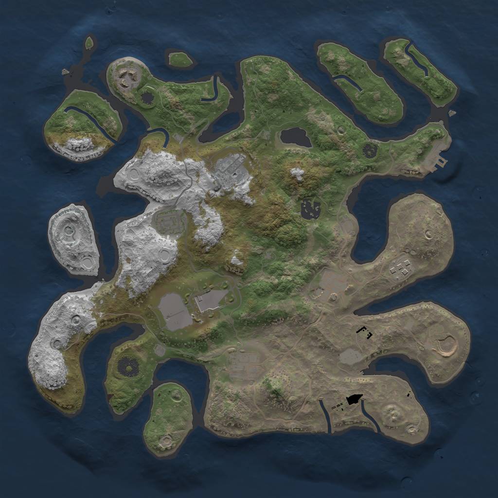 Rust Map: Procedural Map, Size: 3500, Seed: 12388, 16 Monuments
