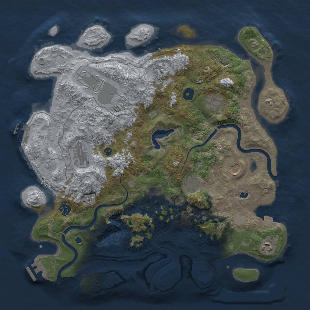 Rust Map: Procedural Map, Size: 4000, Seed: 719226, 16 Monuments