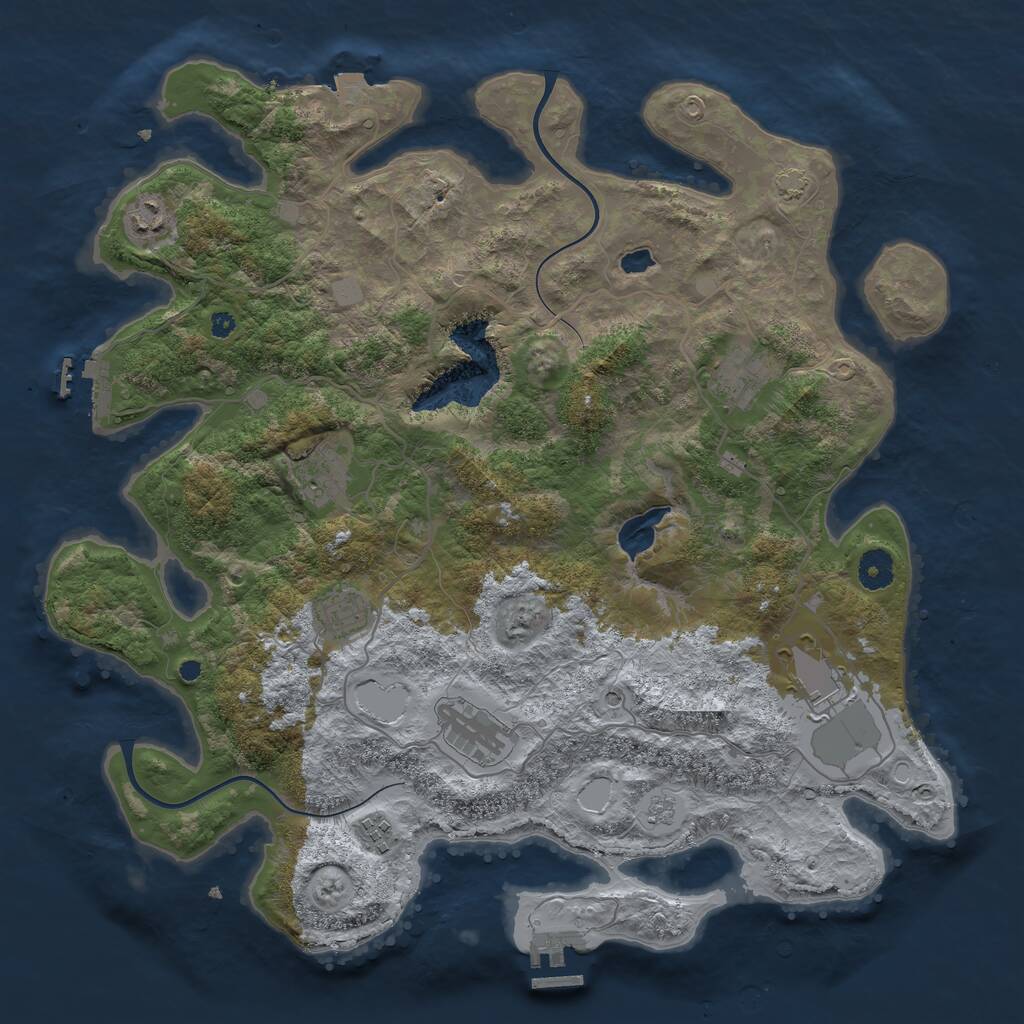 Rust Map: Procedural Map, Size: 4000, Seed: 898202, 13 Monuments