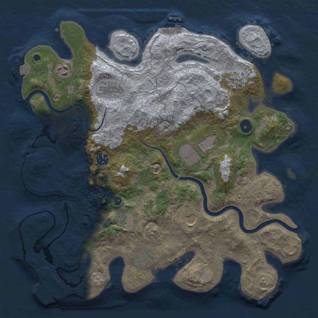 Rust Map: Procedural Map, Size: 3850, Seed: 881623510, 14 Monuments