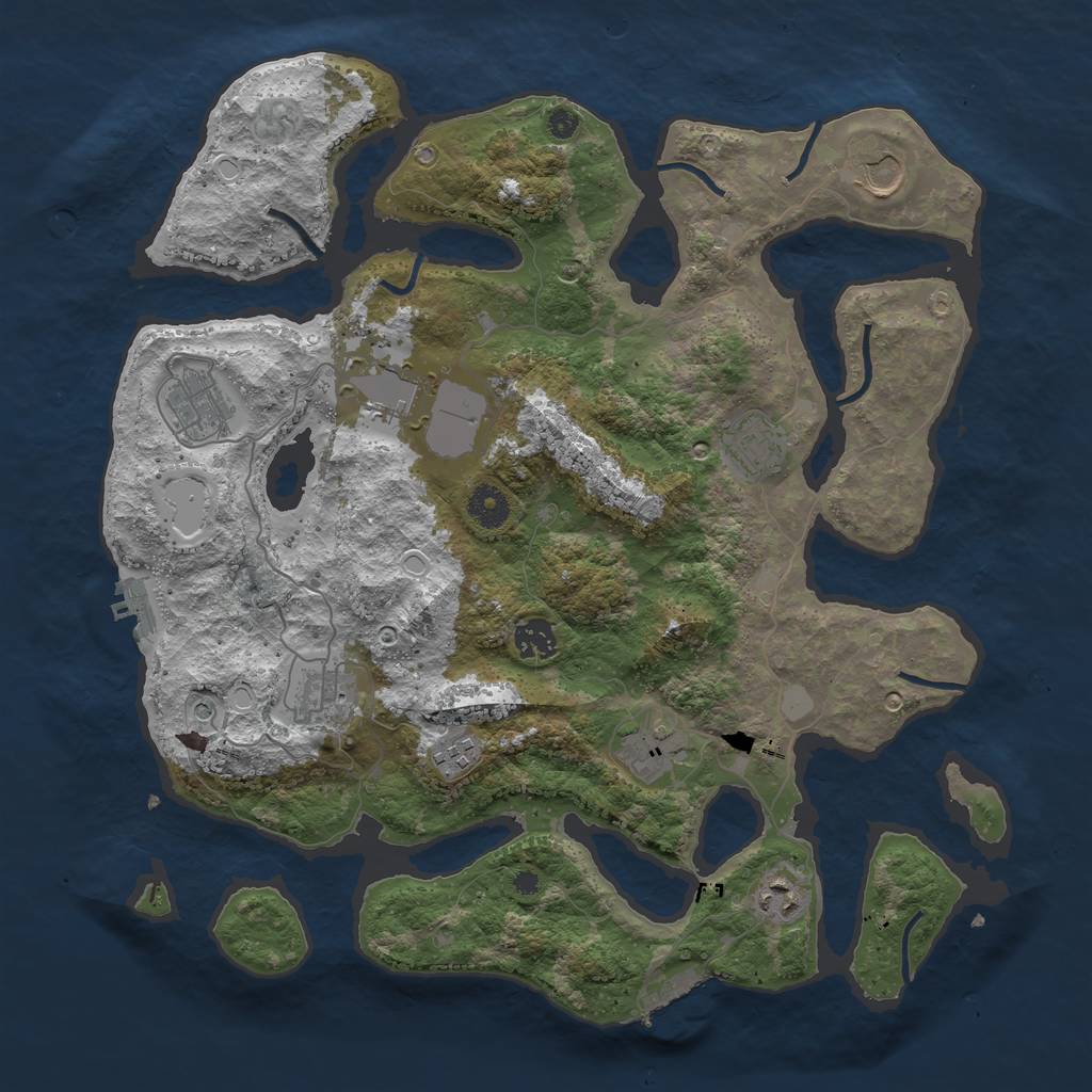 Rust Map: Procedural Map, Size: 3900, Seed: 81, 17 Monuments