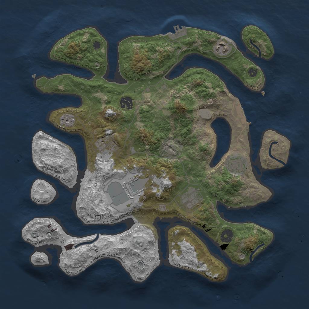 Rust Map: Procedural Map, Size: 3550, Seed: 967068, 14 Monuments