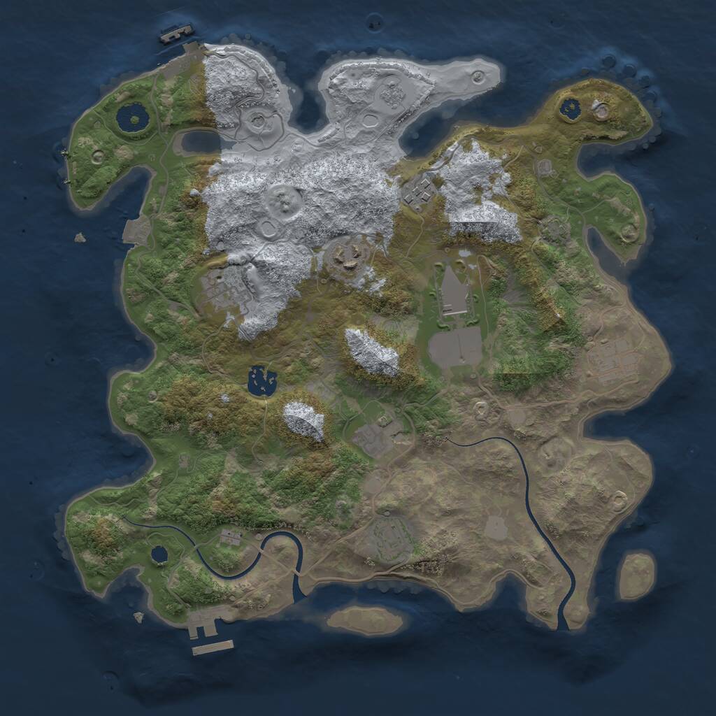 Rust Map: Procedural Map, Size: 3500, Seed: 190690, 14 Monuments