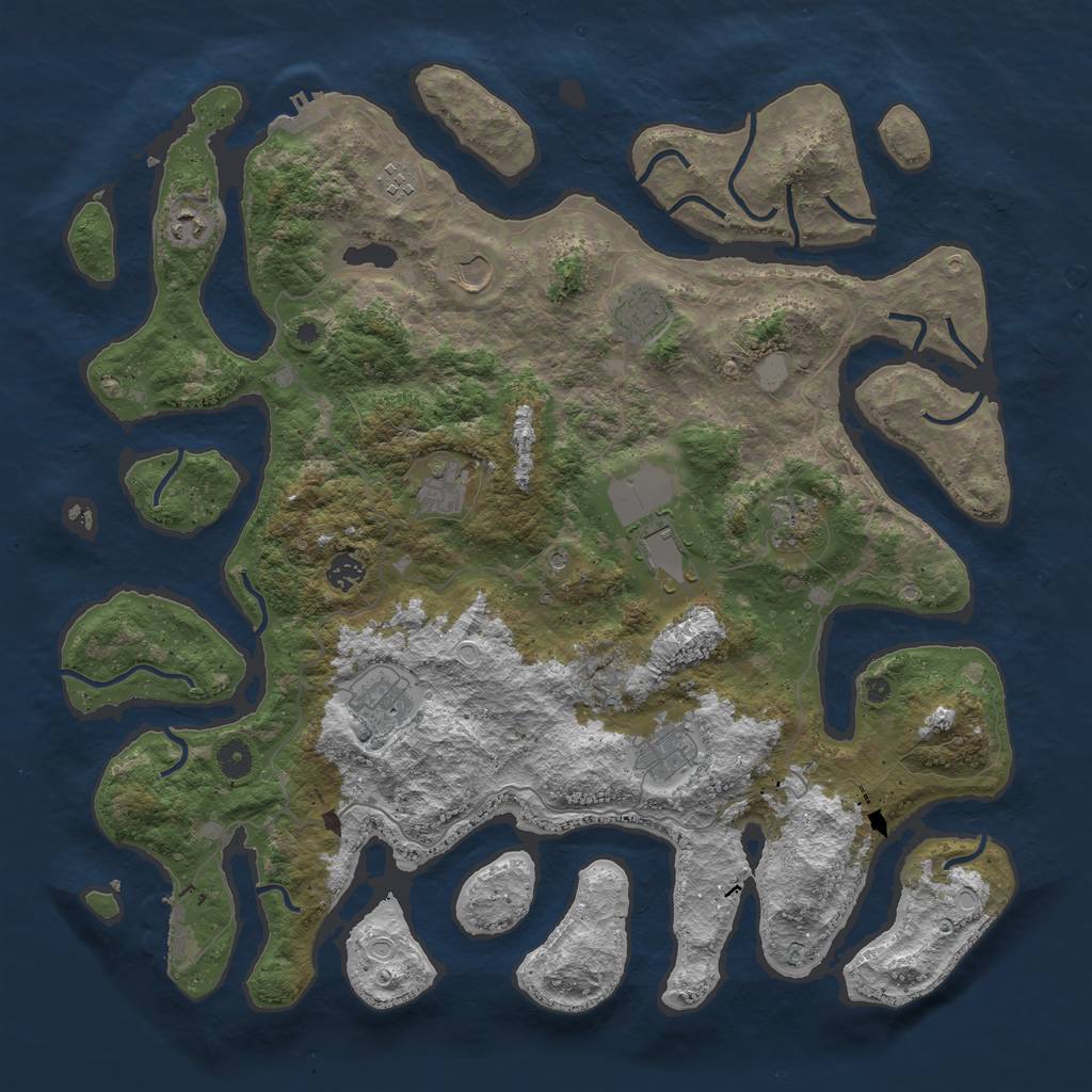 Rust Map: Procedural Map, Size: 4500, Seed: 2147416, 18 Monuments