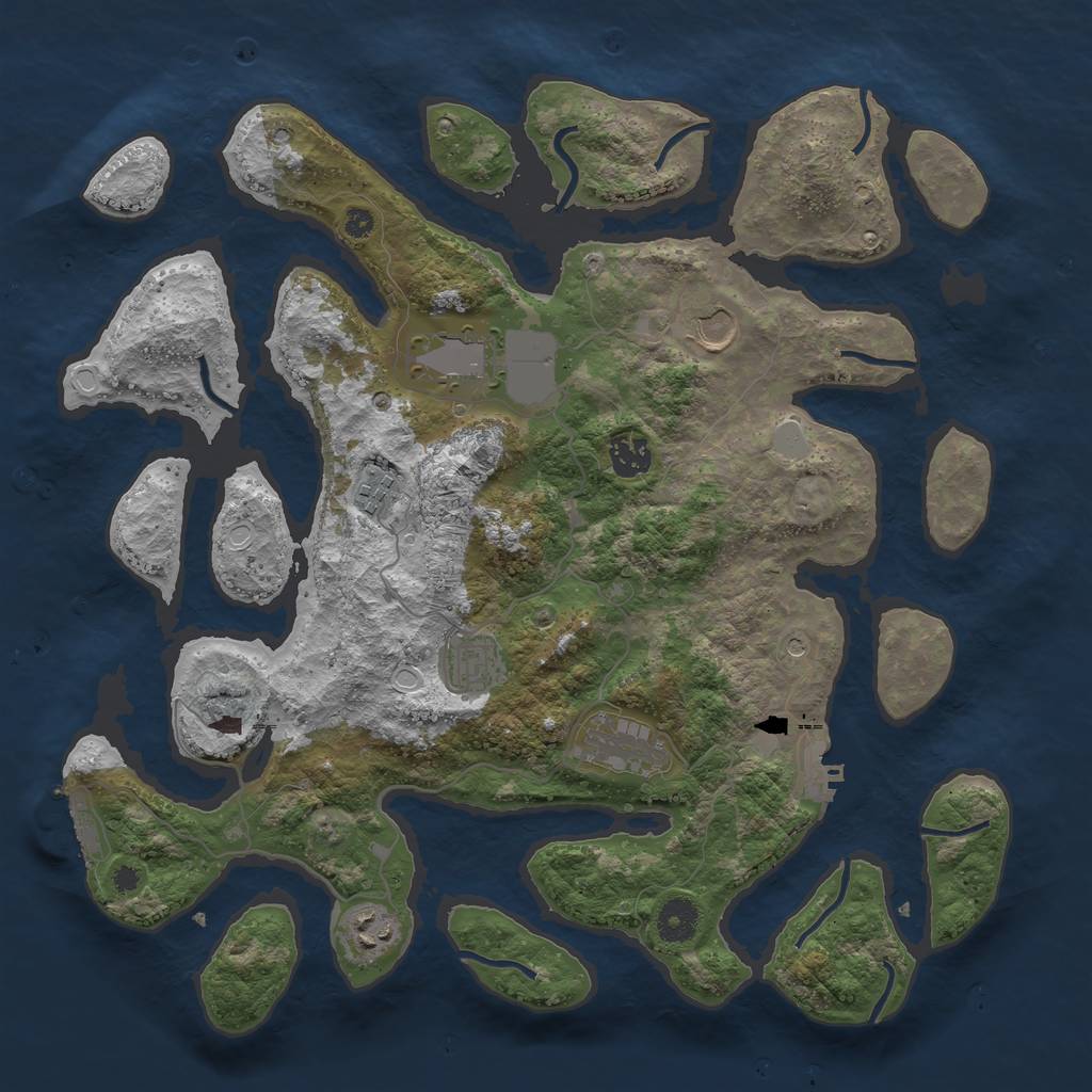 Rust Map: Procedural Map, Size: 3850, Seed: 1205035326, 15 Monuments