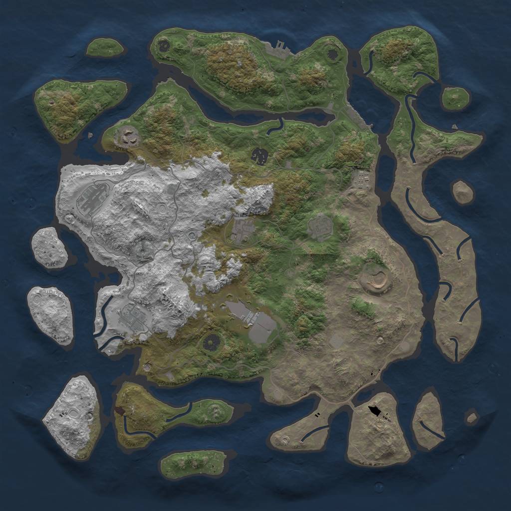Rust Map: Procedural Map, Size: 4500, Seed: 1260156, 17 Monuments