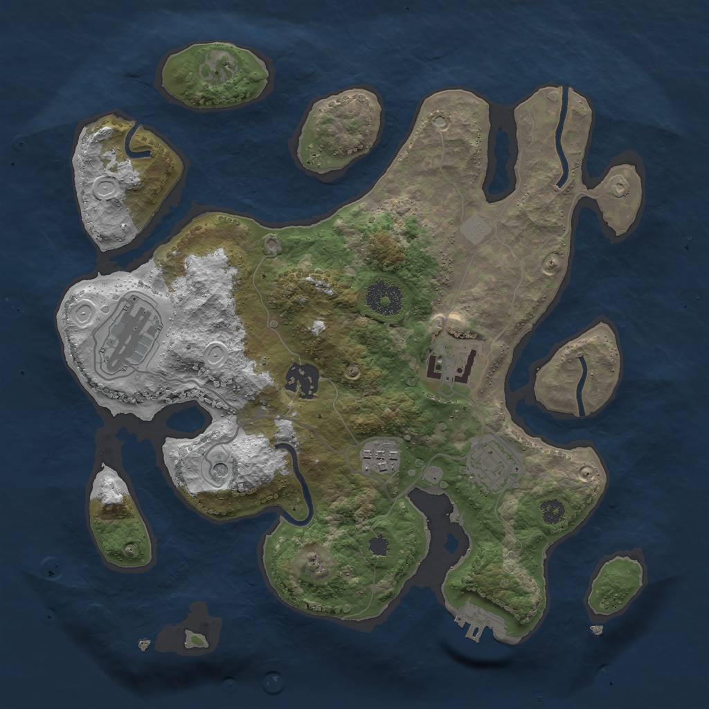 Rust Map: Procedural Map, Size: 3000, Seed: 94933, 12 Monuments