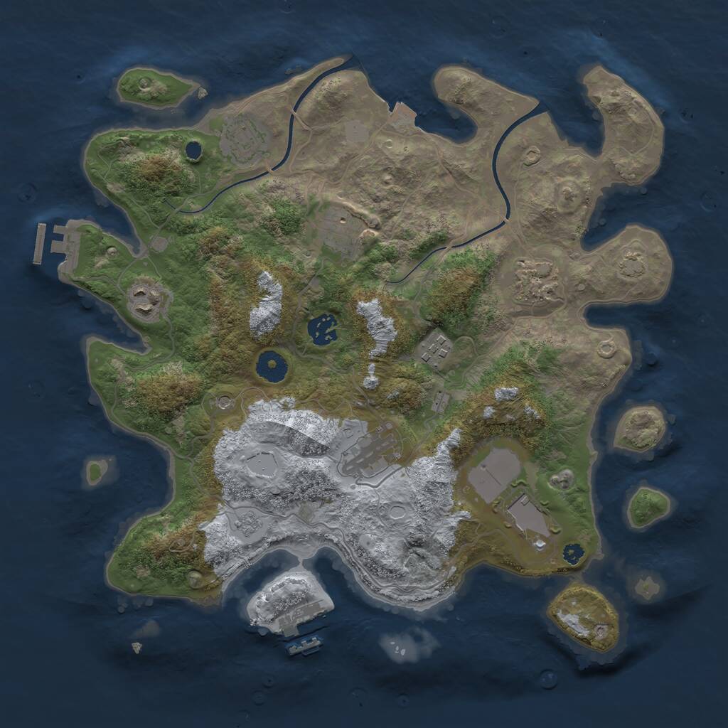 Rust Map: Procedural Map, Size: 3550, Seed: 168038, 14 Monuments