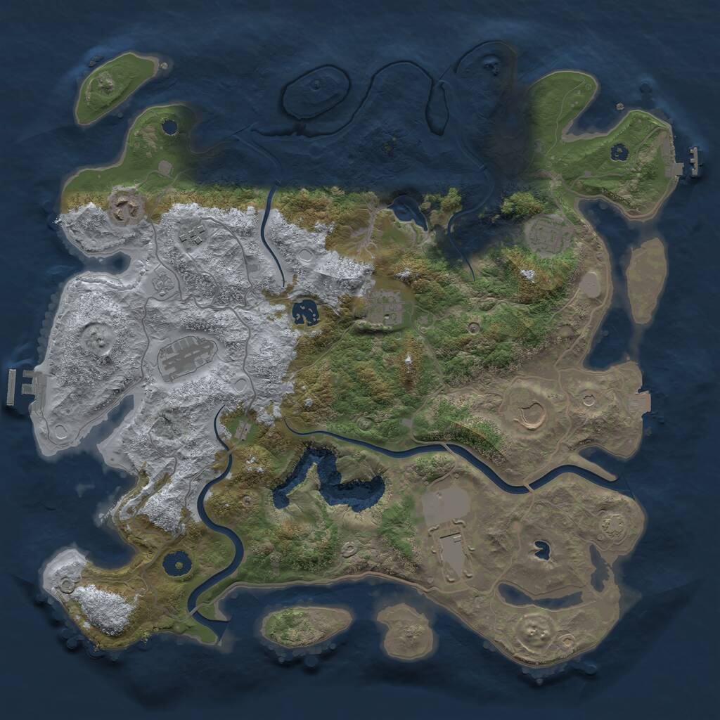 Rust Map: Procedural Map, Size: 4000, Seed: 73329, 14 Monuments