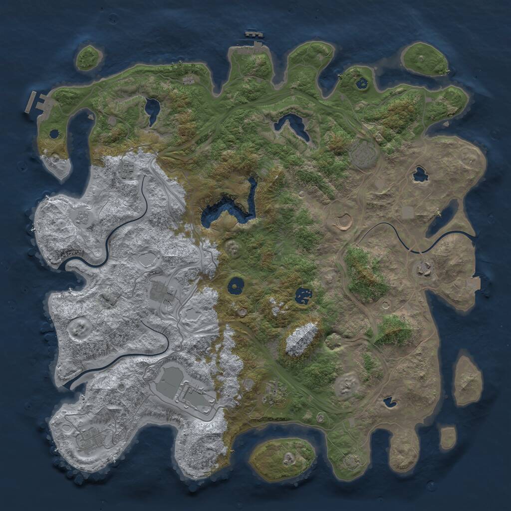 Rust Map: Procedural Map, Size: 4500, Seed: 1295122, 15 Monuments