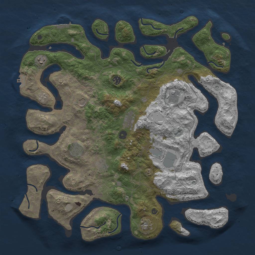 Rust Map: Procedural Map, Size: 4500, Seed: 1219535, 18 Monuments