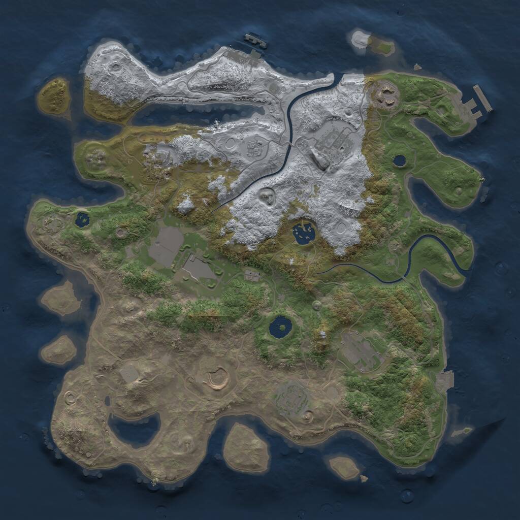 Rust Map: Procedural Map, Size: 3550, Seed: 374548, 13 Monuments