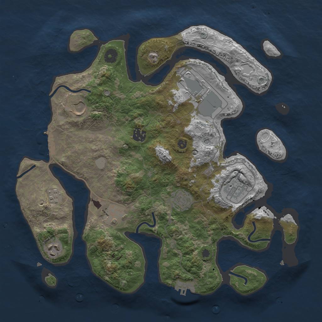Rust Map: Procedural Map, Size: 3500, Seed: 3733184, 16 Monuments