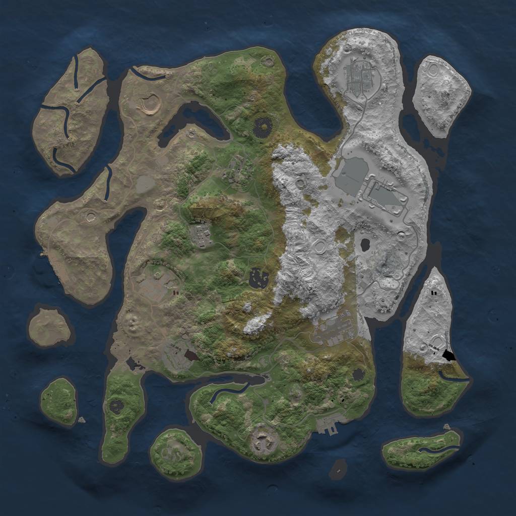 Rust Map: Procedural Map, Size: 3700, Seed: 123688884, 18 Monuments