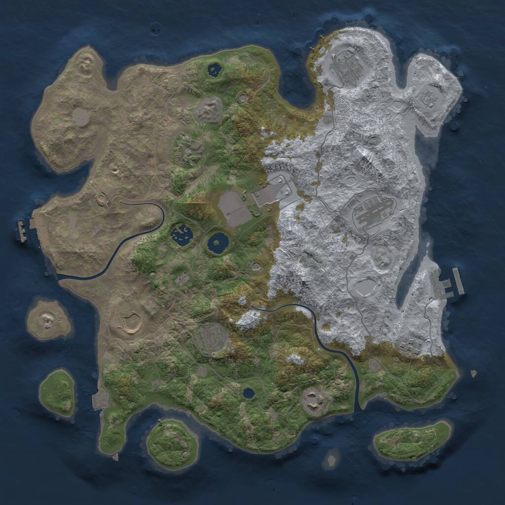 Rust Map: Procedural Map, Size: 3700, Seed: 123688884, 15 Monuments