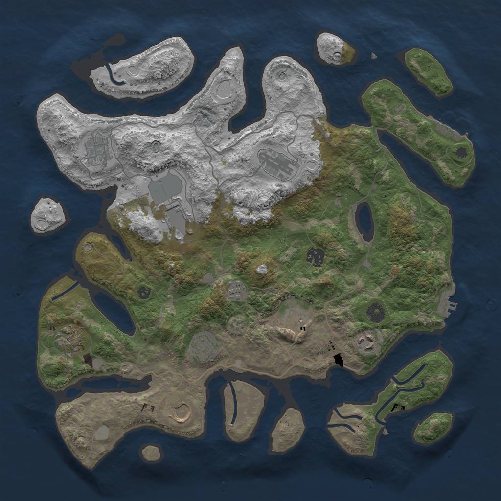 Rust Map: Procedural Map, Size: 4000, Seed: 908764, 18 Monuments