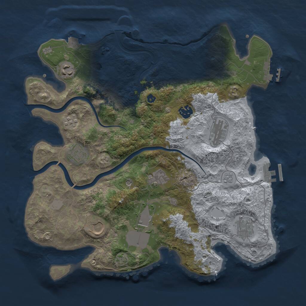 Rust Map: Procedural Map, Size: 3550, Seed: 649171, 15 Monuments