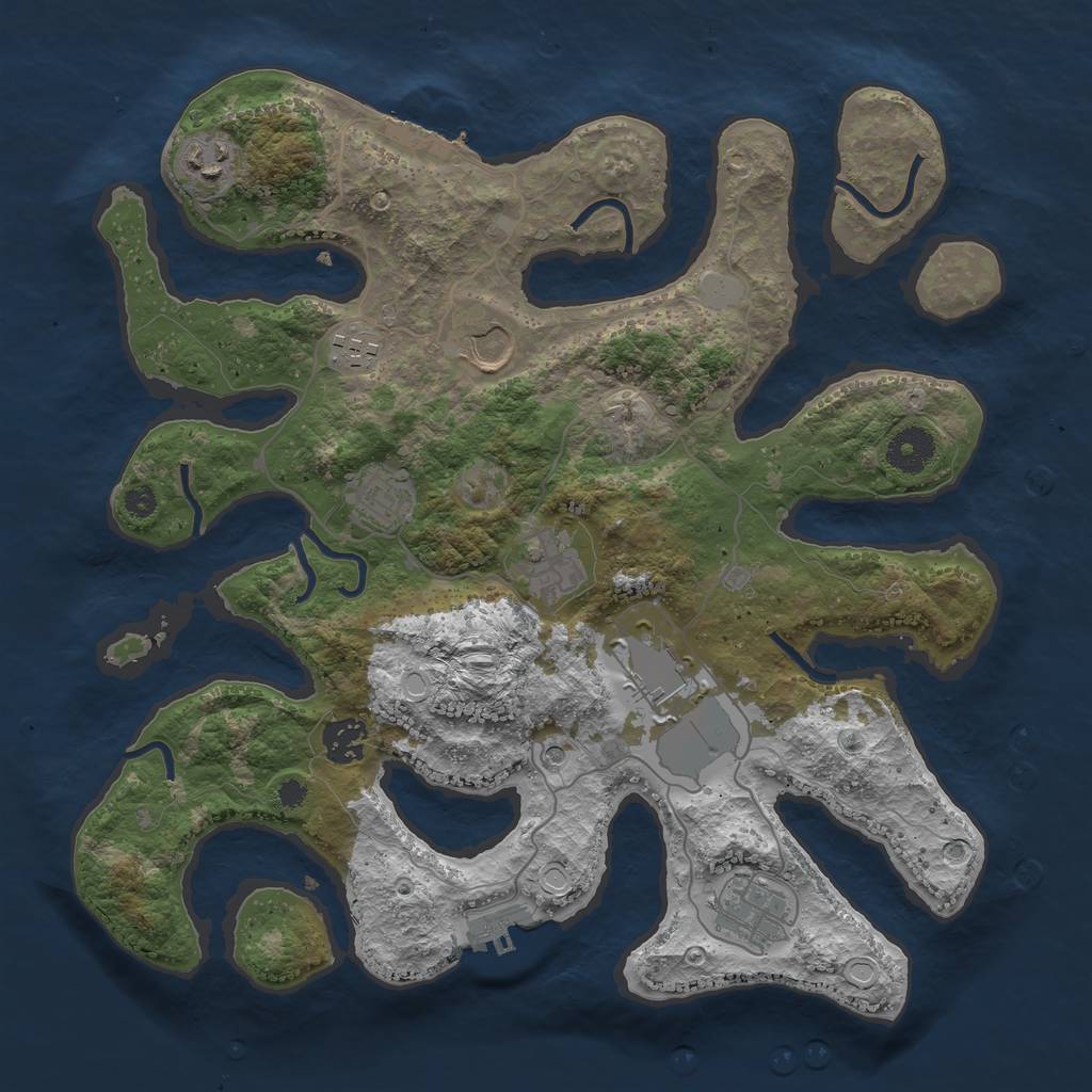 Rust Map: Procedural Map, Size: 3550, Seed: 548007, 16 Monuments