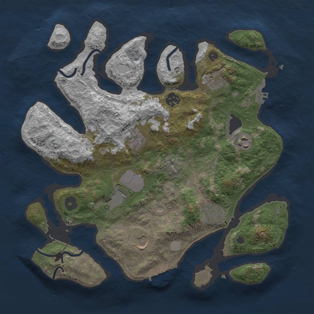 Rust Map: Procedural Map, Size: 3500, Seed: 451, 16 Monuments