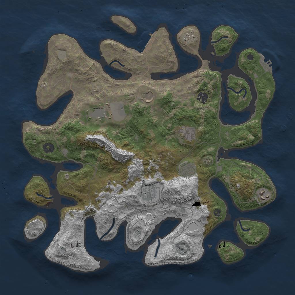 Rust Map: Procedural Map, Size: 4000, Seed: 76634, 16 Monuments