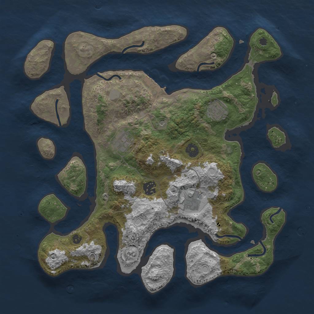 Rust Map: Procedural Map, Size: 3500, Seed: 2635000, 11 Monuments