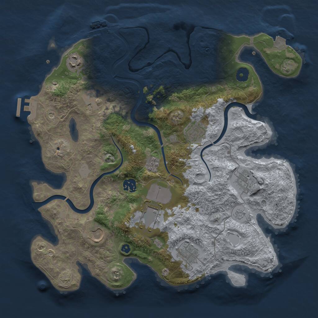 Rust Map: Procedural Map, Size: 3500, Seed: 69914356, 15 Monuments