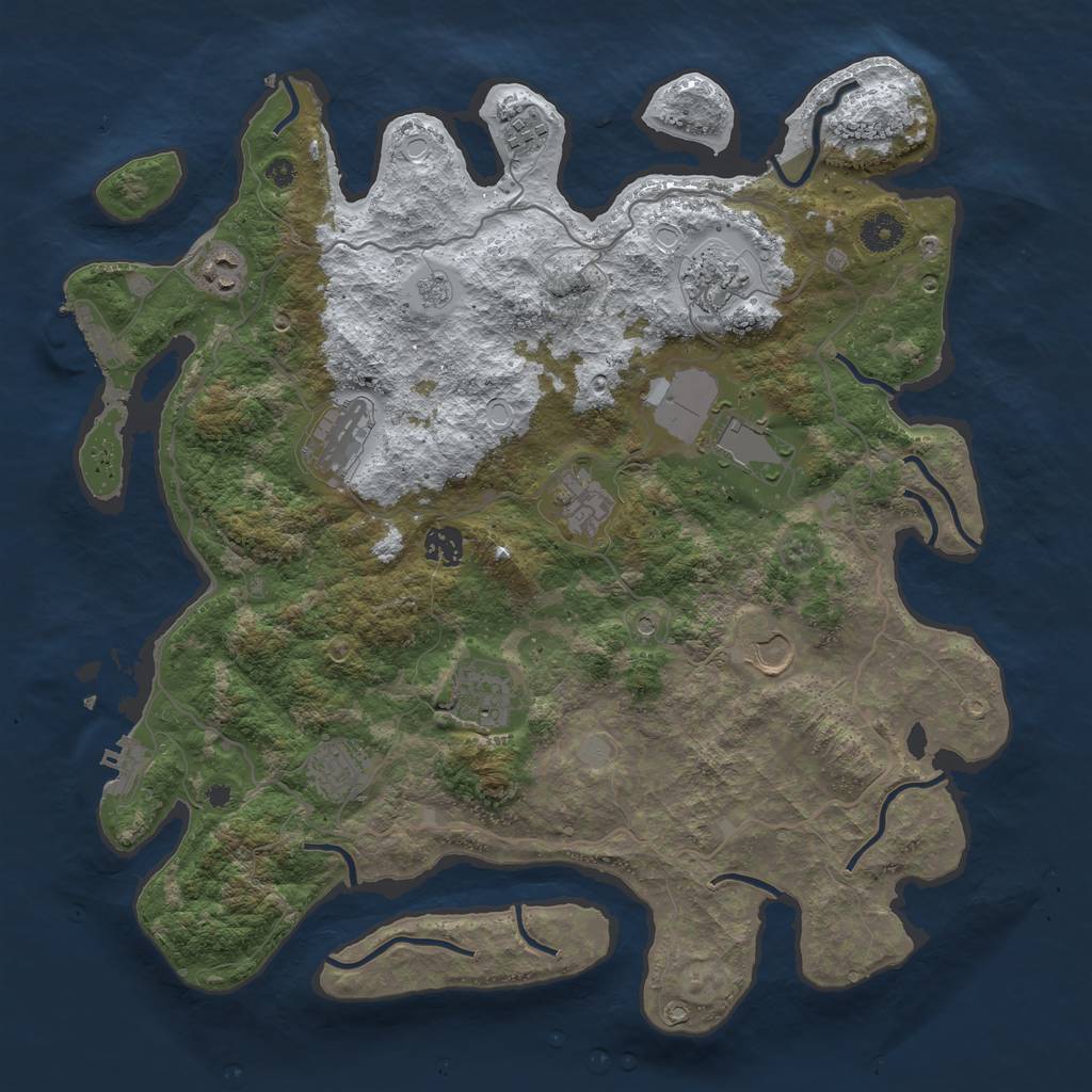 Rust Map: Procedural Map, Size: 4000, Seed: 12232021, 19 Monuments