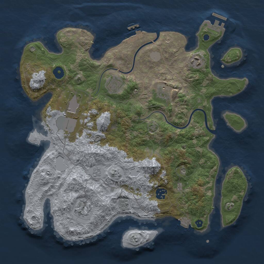 Rust Map: Procedural Map, Size: 3500, Seed: 683867, 13 Monuments