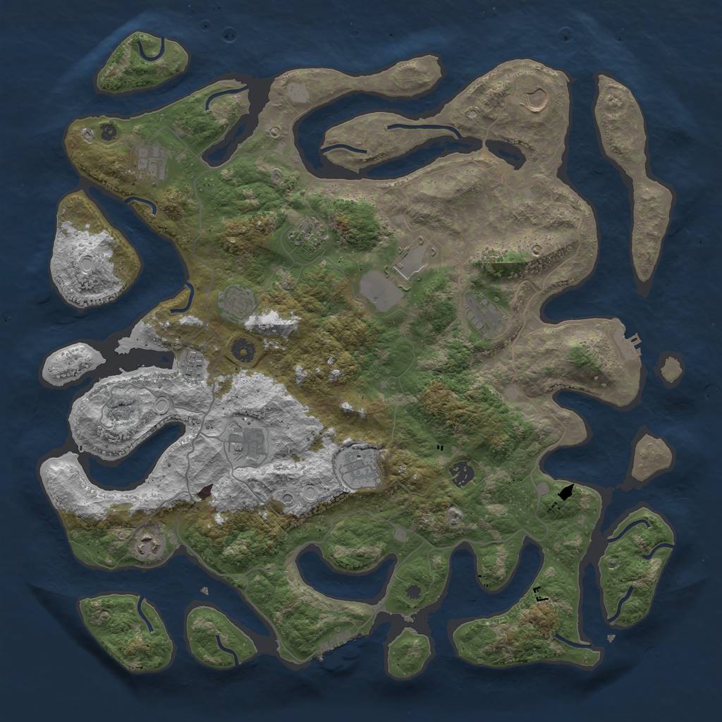 Rust Map: Procedural Map, Size: 4500, Seed: 2280291, 19 Monuments