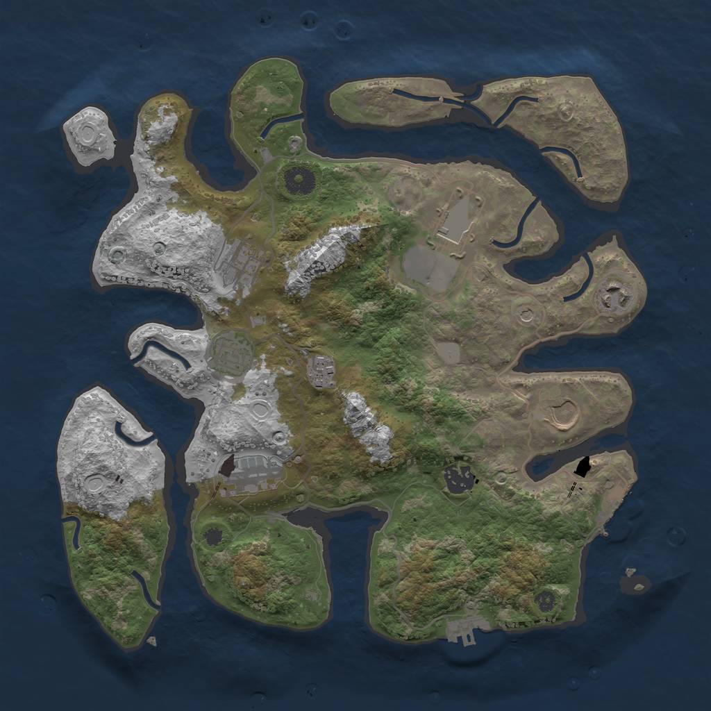 Rust Map: Procedural Map, Size: 3550, Seed: 573350, 16 Monuments