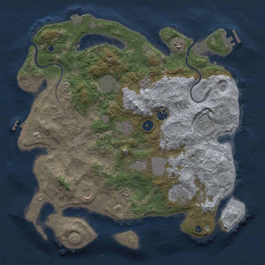 Rust Map: Procedural Map, Size: 3700, Seed: 1058150791, 15 Monuments