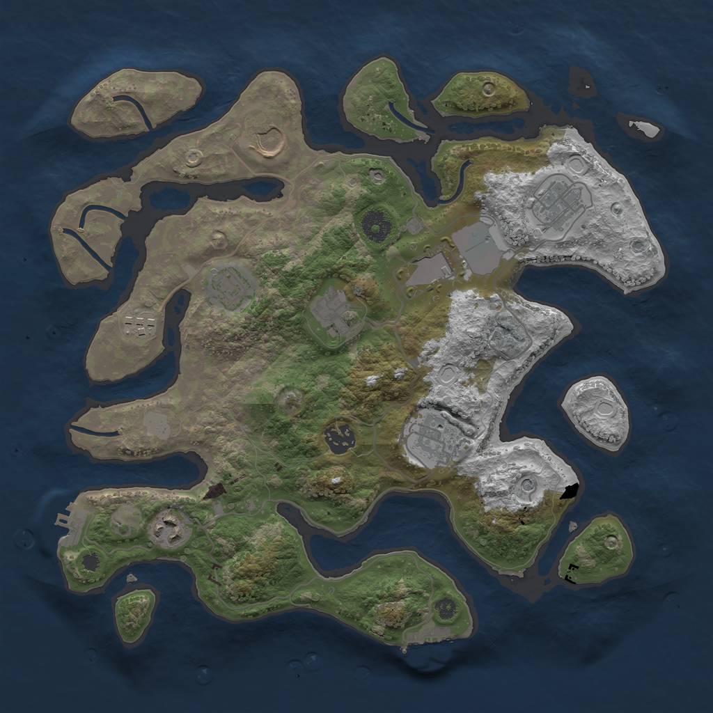 Rust Map: Procedural Map, Size: 3550, Seed: 55965, 17 Monuments
