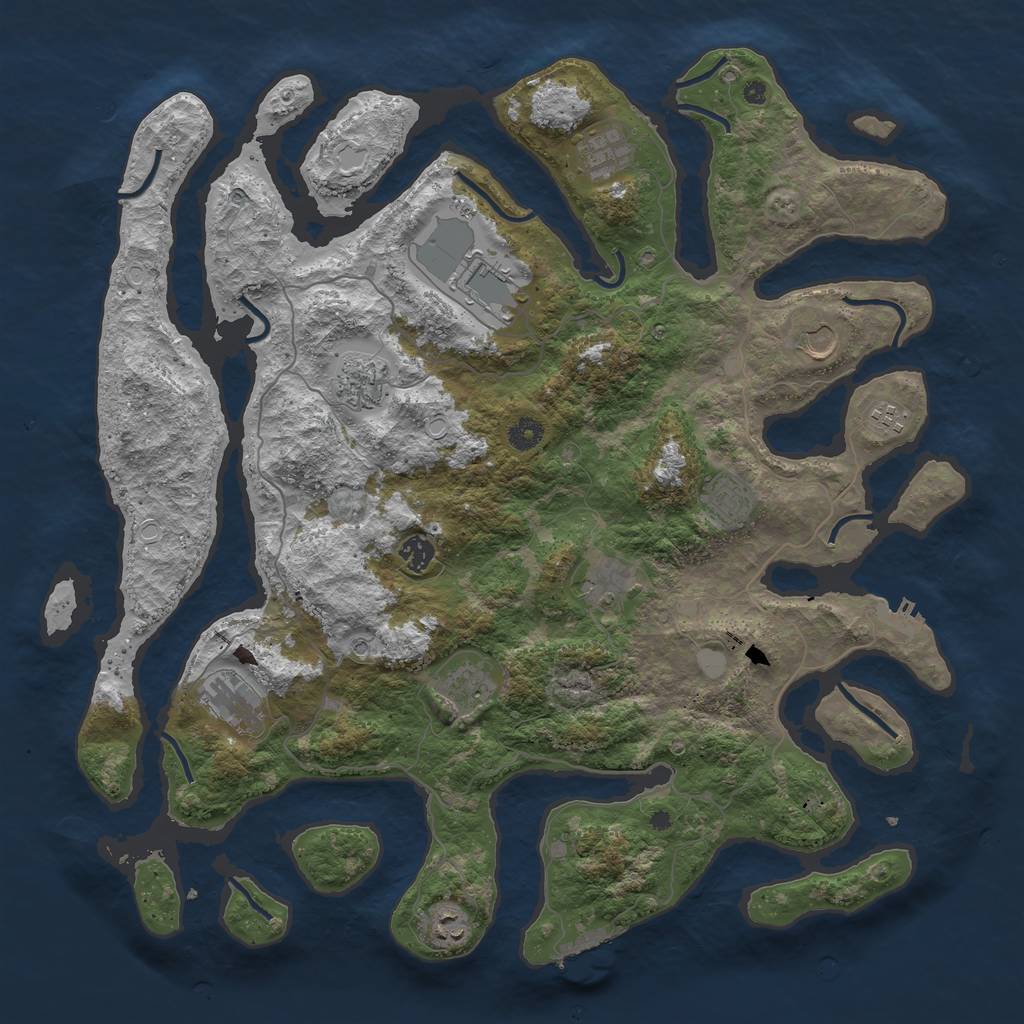 Rust Map: Procedural Map, Size: 4500, Seed: 4649302, 19 Monuments