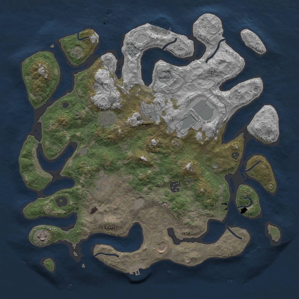 Rust Map: Procedural Map, Size: 4000, Seed: 12582513, 16 Monuments