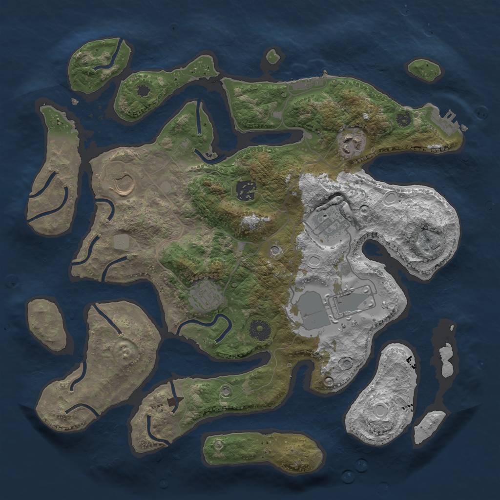 Rust Map: Procedural Map, Size: 3500, Seed: 1907559853, 14 Monuments