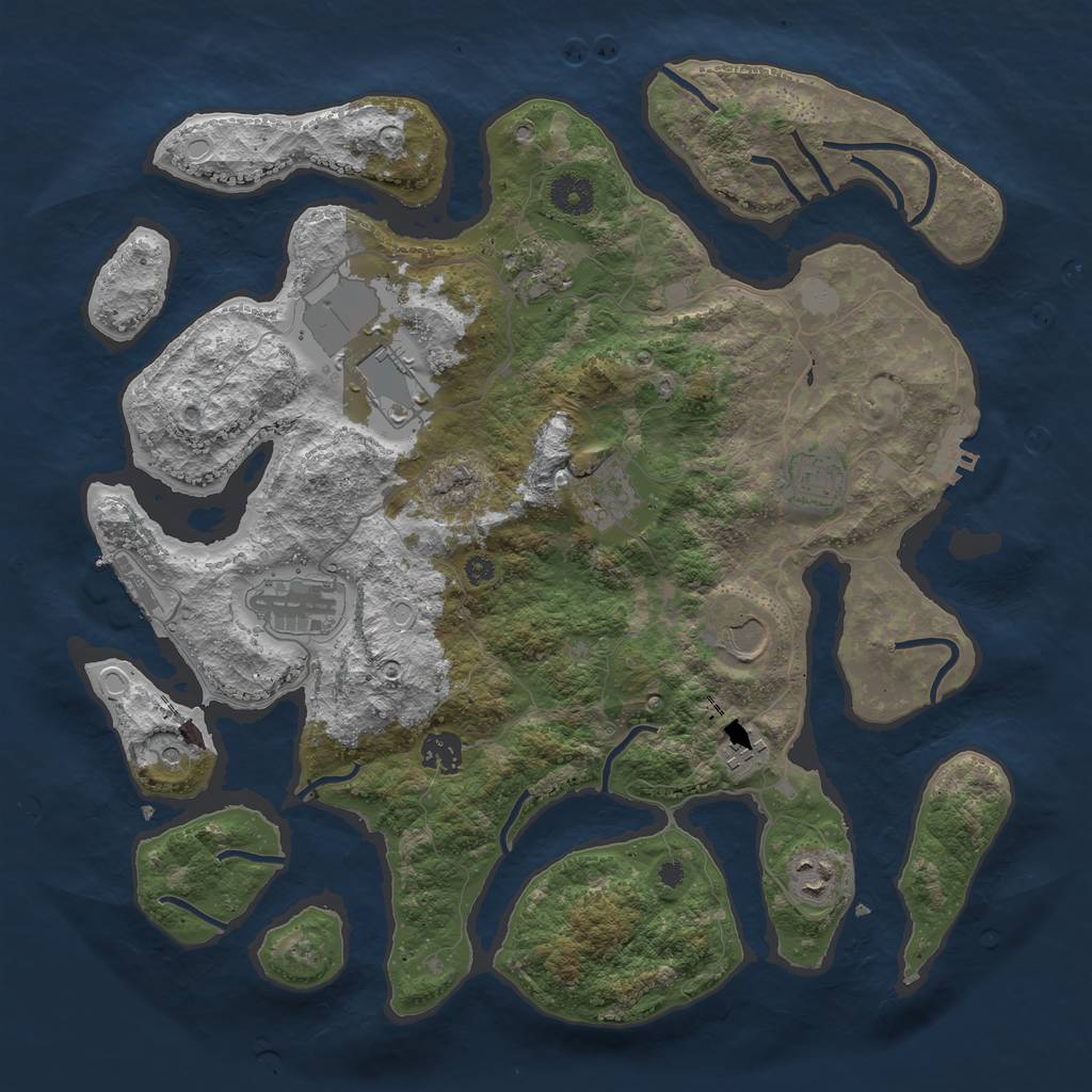 Rust Map: Procedural Map, Size: 3800, Seed: 1081007220, 17 Monuments