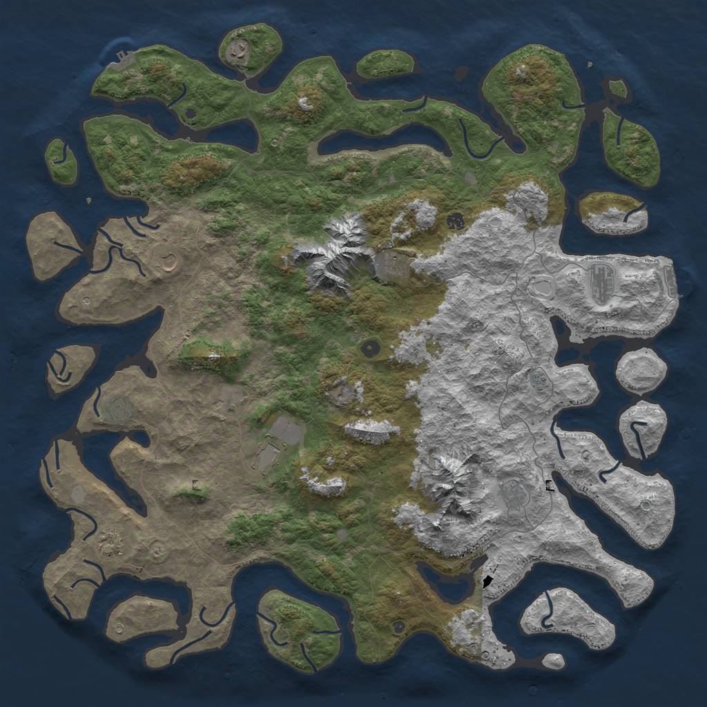 Rust Map: Procedural Map, Size: 6000, Seed: 25191127, 19 Monuments