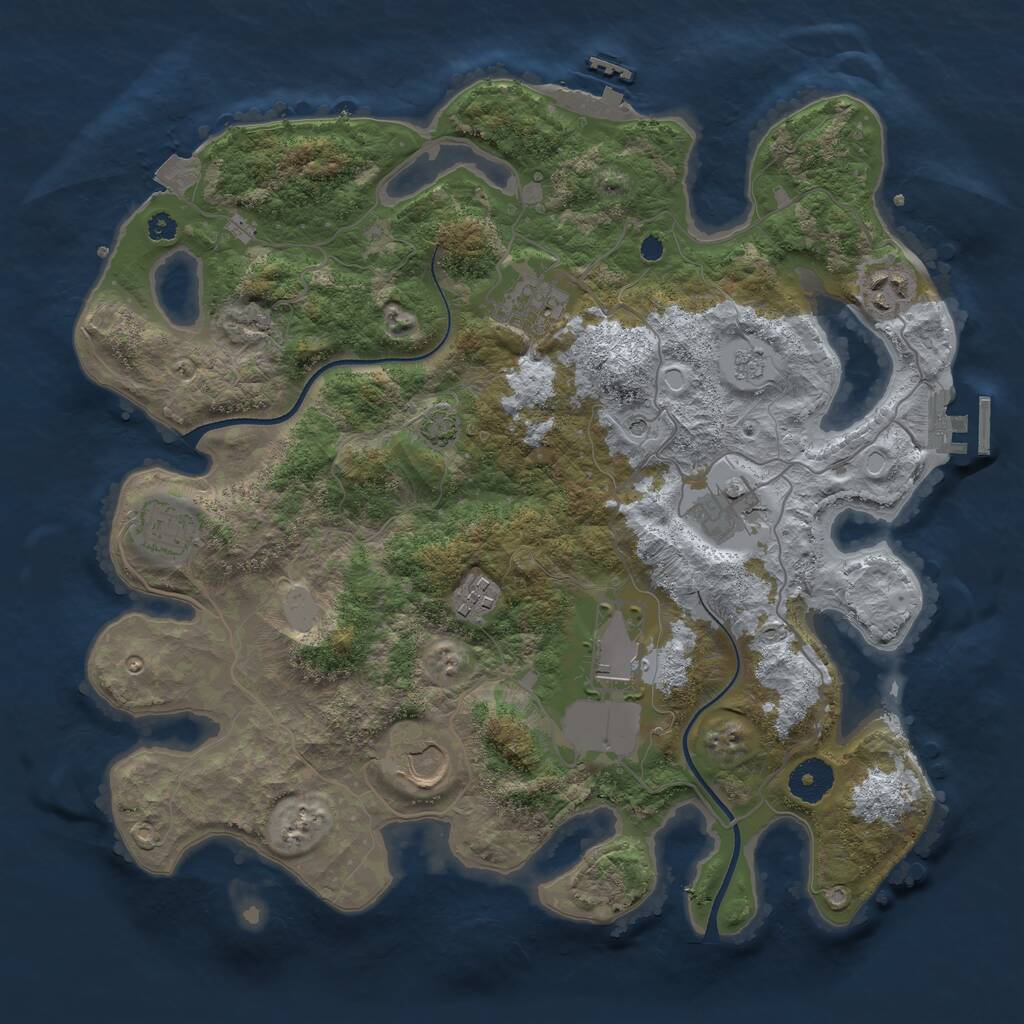 Rust Map: Procedural Map, Size: 3550, Seed: 887829, 13 Monuments