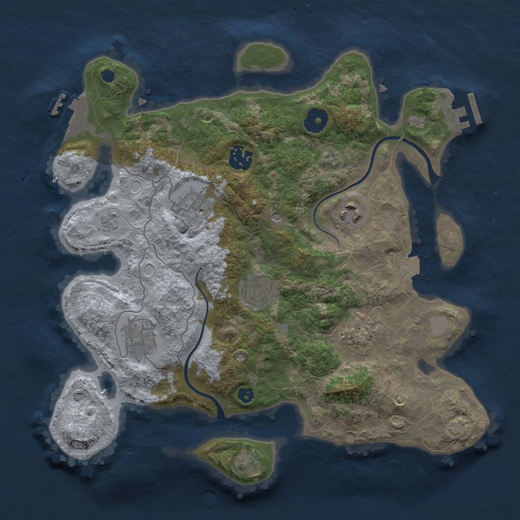 Rust Map: Procedural Map, Size: 3250, Seed: 2574, 12 Monuments