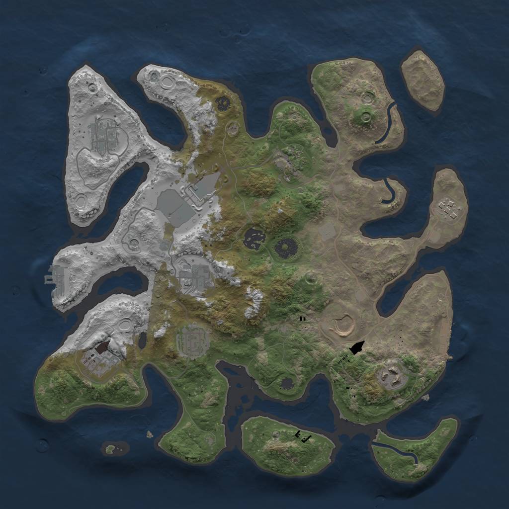 Rust Map: Procedural Map, Size: 3550, Seed: 593019, 18 Monuments