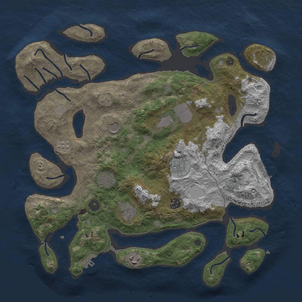 Rust Map: Procedural Map, Size: 4000, Seed: 986917, 16 Monuments