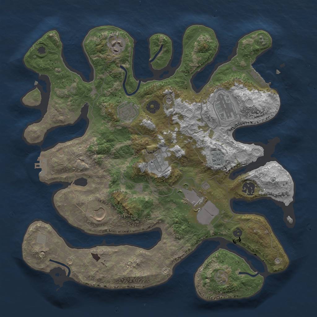 Rust Map: Procedural Map, Size: 3600, Seed: 210586542, 16 Monuments