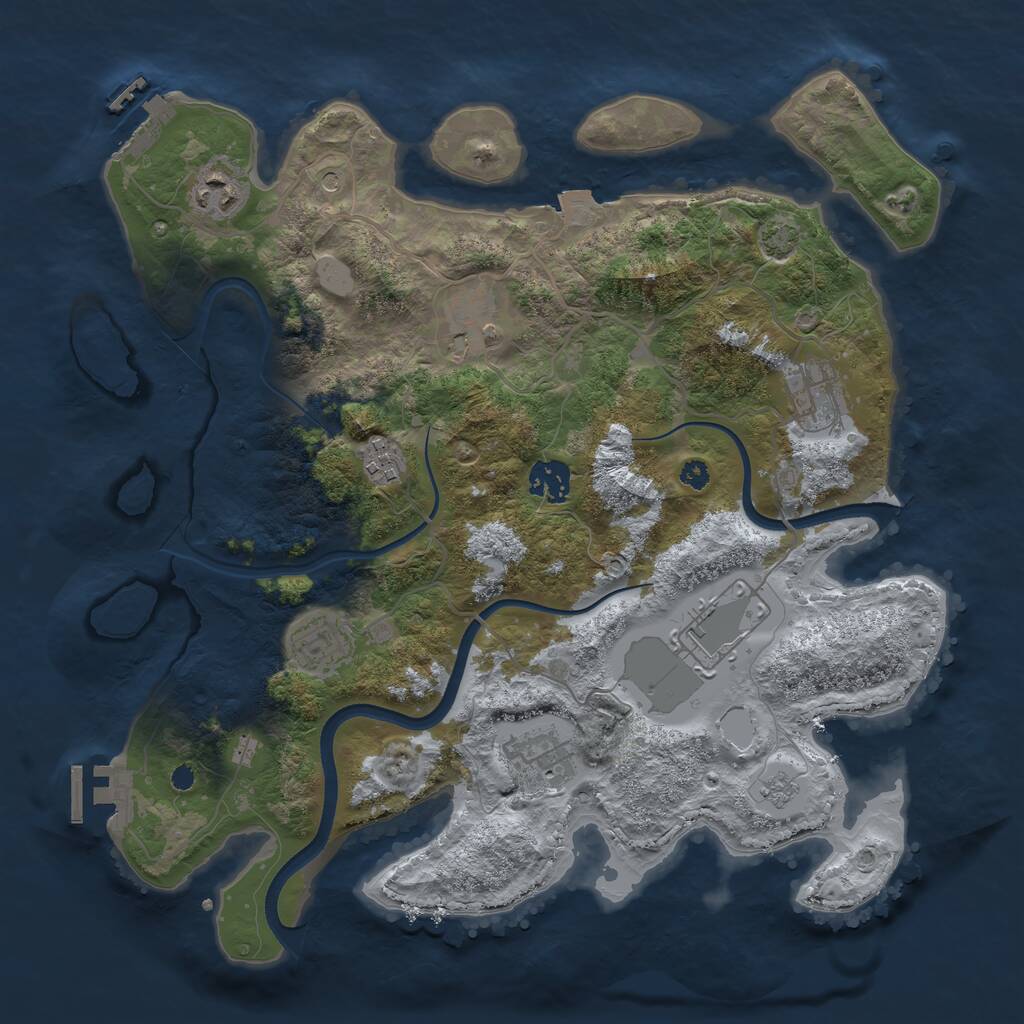 Rust Map: Procedural Map, Size: 3550, Seed: 503904, 14 Monuments