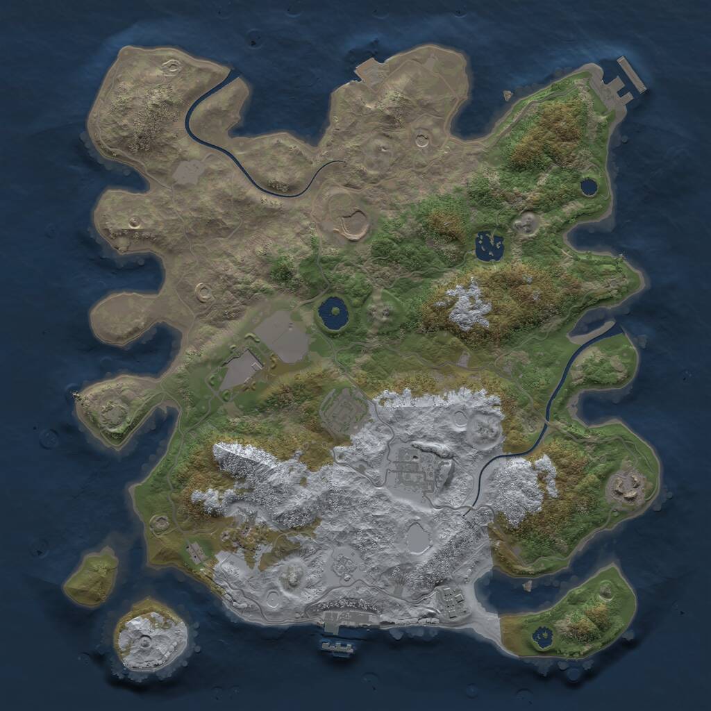 Rust Map: Procedural Map, Size: 3500, Seed: 550194976, 14 Monuments