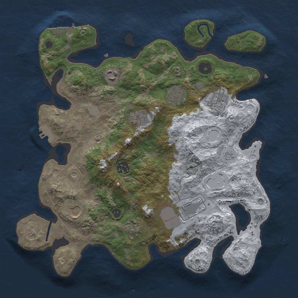 Rust Map: Procedural Map, Size: 3500, Seed: 4166251, 17 Monuments