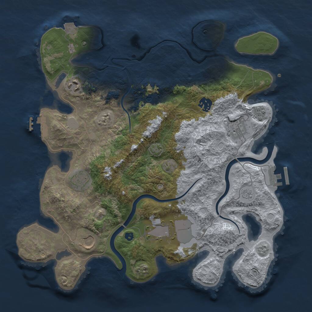 Rust Map: Procedural Map, Size: 3500, Seed: 4166251, 13 Monuments