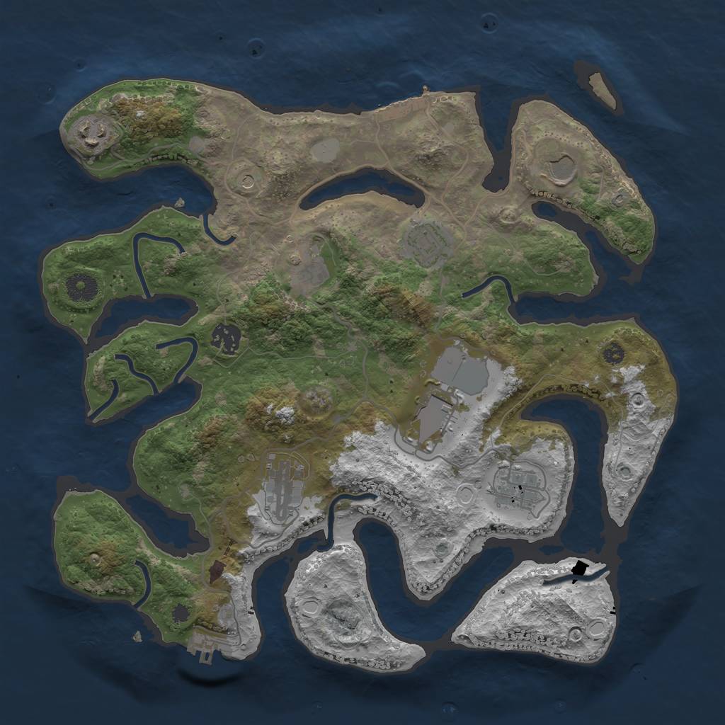 Rust Map: Procedural Map, Size: 3550, Seed: 262584, 16 Monuments