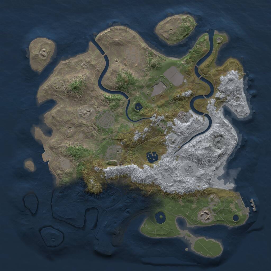 Rust Map: Procedural Map, Size: 3550, Seed: 233763, 13 Monuments